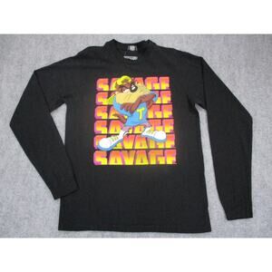 Looney Tunes Taz Shirt Mens Medium Black Long Sleeve Dumbgood Tasmanian Devil